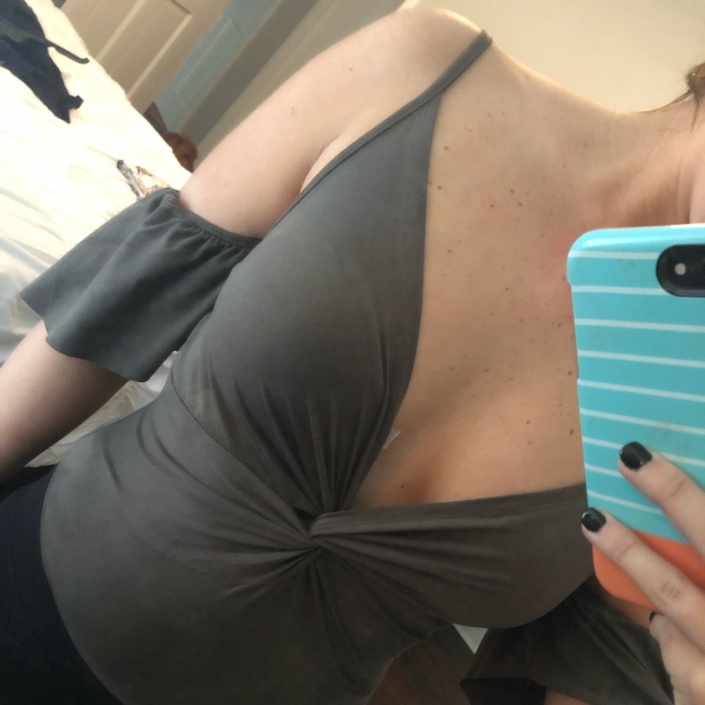 Charlotte Russe tan suede bodysuit